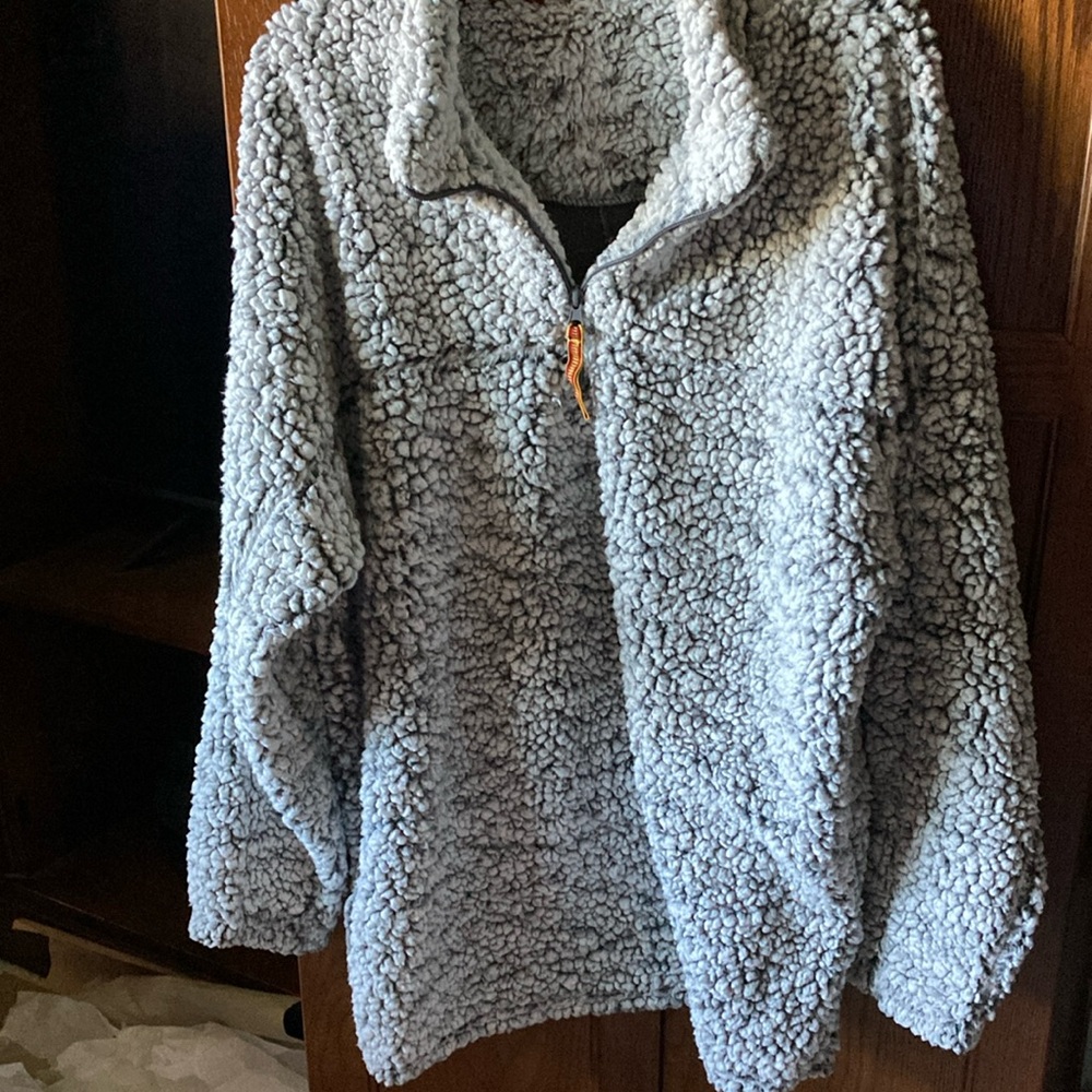 Cozy Gray Sherpa Pullover
